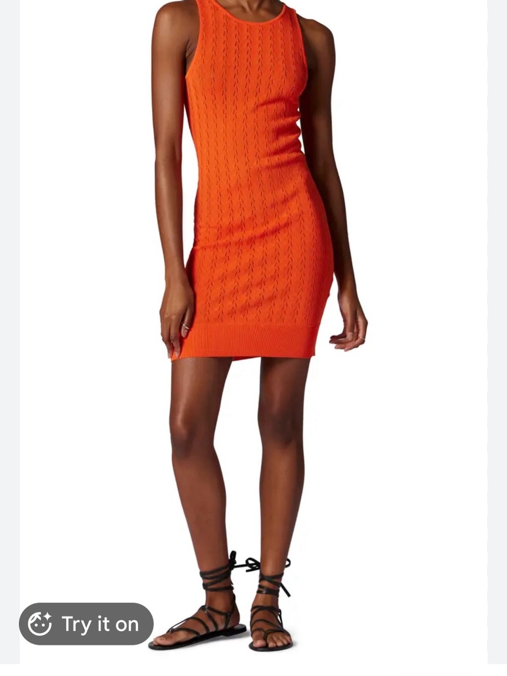 Equipment Andree Pointelle stitch sleeveless sweater dress orange size sm $325